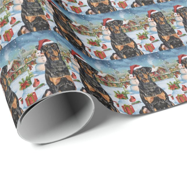 Papel De Regalo Navidades Doberman Winter Wonderland (Esquina del rollo)