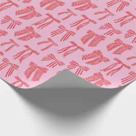 Papel De Regalo Navidades doblan coqueta rosada de rayas rojas