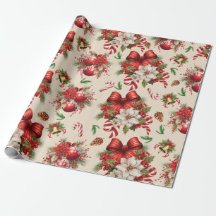 Papel De Regalo Navidades doblan las flores de las campanas y cane