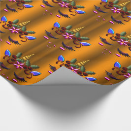 Papel De Regalo Navidades dorados Unicorn