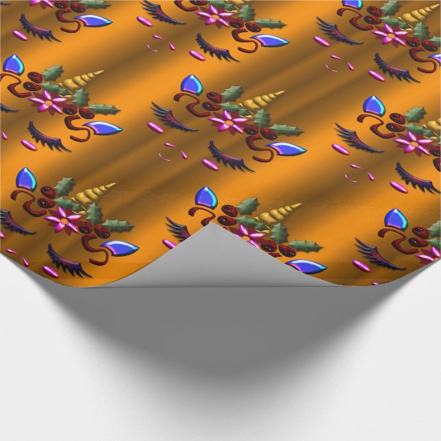 Papel De Regalo Navidades dorados Unicorn (Esquina)