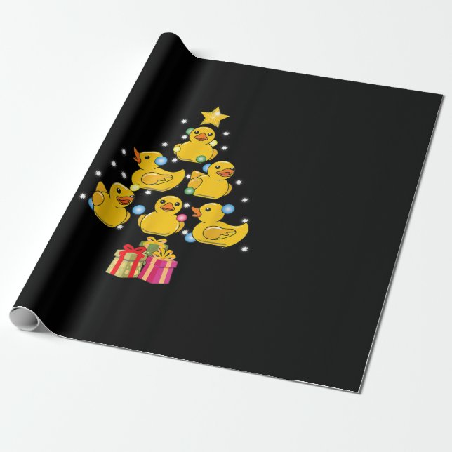 Papel De Regalo Navidades Duckie Quack, Árbol de Navidad de Duck (Desenrollado)