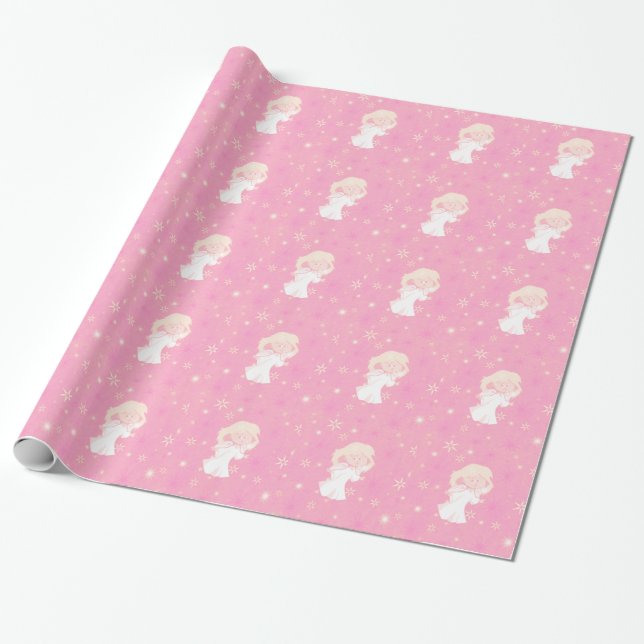 Papel De Regalo Navidades dulces Ángel, rosa (Desenrollado)