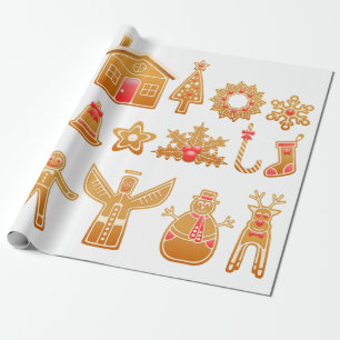 Papel De Regalo Navidades dulces Diseño de pan de jengibre