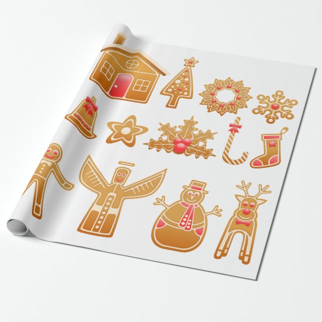 Papel De Regalo Navidades dulces Diseño de pan de jengibre (Desenrollado)