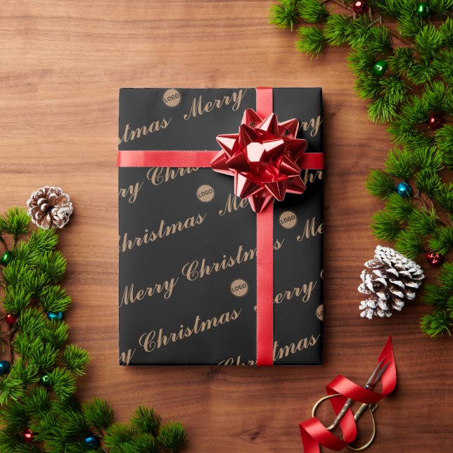 Papel De Regalo Navidades Elegant personalizado logo aquí compañía (Regalo de vacaciones)