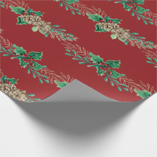 Papel De Regalo Navidades Elegante Garland Holly Berry Pine Foliag