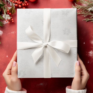 Papel De Regalo Navidades Elegante Patrón De Copos De Nieve Plata