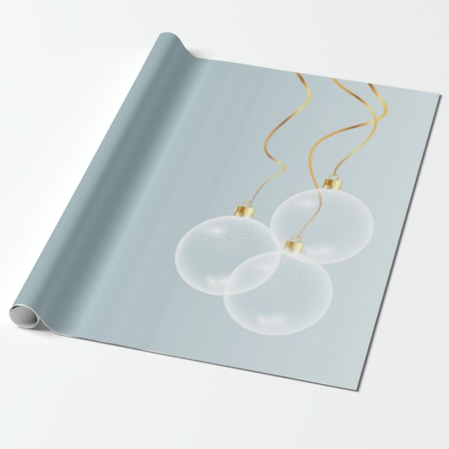 Papel De Regalo Navidades elegantes bolas Blue Holiday (Desenrollado)