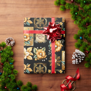 Papel De Regalo Navidades elegantes colocan oro en negro
