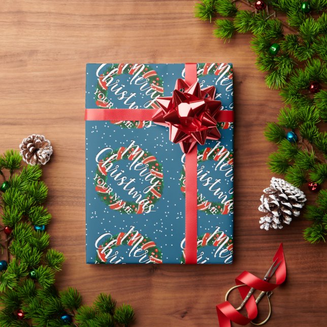 Papel De Regalo Navidades elegantes con vegetación personalizada (Regalo de vacaciones)