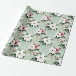 Papel De Regalo Navidades Elegantes De Color Rosa Blanco Poinsetti