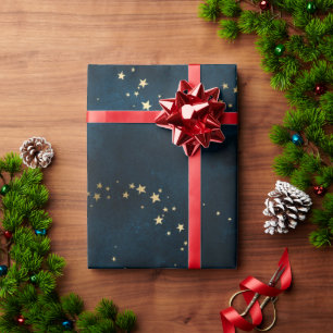Papel De Regalo Navidades elegantes estrellas de oro de lujo patr
