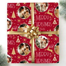 Navidades elegantes foto reno oro rojo profundo