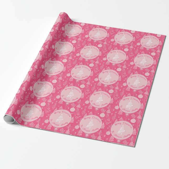 Papel De Regalo Navidades elegantes Patrón Mandala Ornamento rosa (Desenrollado)