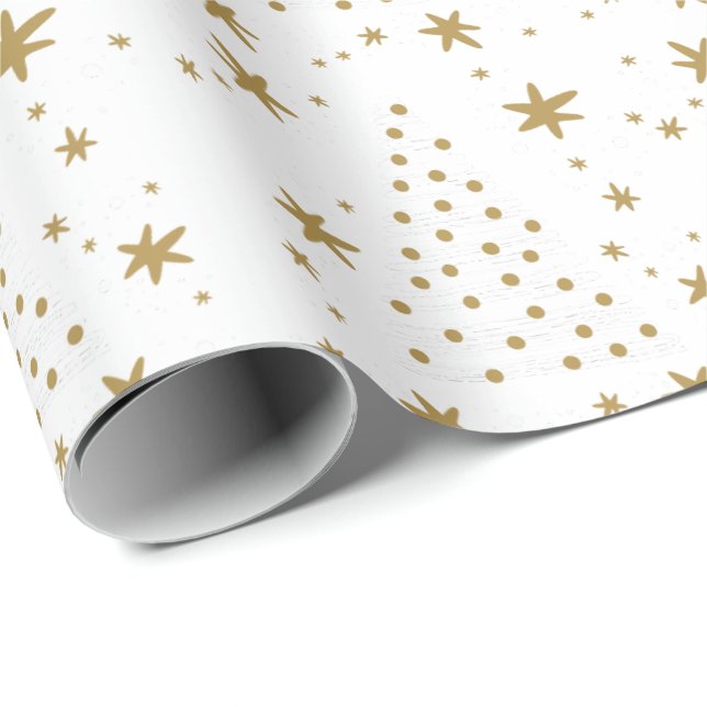 Papel De Regalo Navidades elegantes y simples de Golden White (Esquina del rollo)