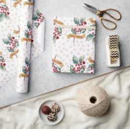 Papel De Regalo Navidades elegantes y simples estampado de berry