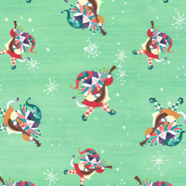 Papel De Regalo Navidades Elf Jester Cat Mint Green