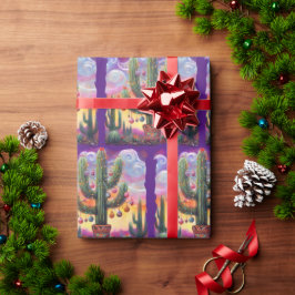 Papel De Regalo Navidades en el desierto Saguaro Cactus al suroest