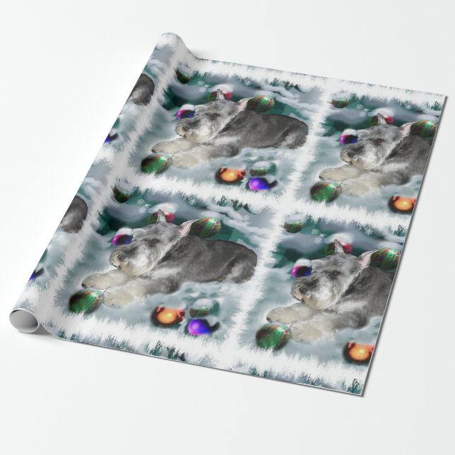 Papel De Regalo Navidades en miniatura de Schnauzer (Desenrollado)