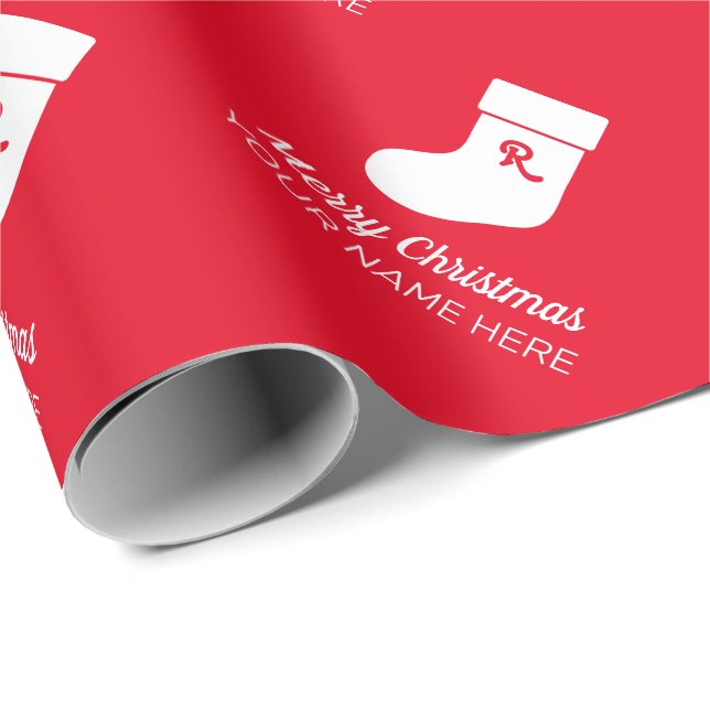 Papel De Regalo Navidades en monograma personalizado regalo de vac (Esquina del rollo)