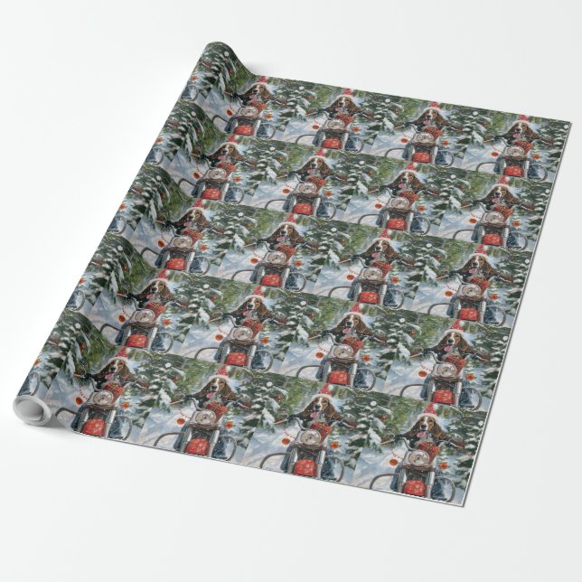 Papel De Regalo Navidades en motocicleta de Bluetick Coonhound Dog (Desenrollado)