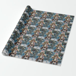 Papel De Regalo Navidades en motocicleta de lhasa Apso Dog Riding