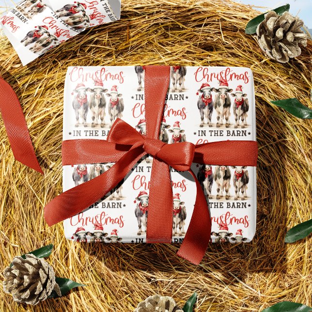Papel De Regalo Navidades en vacas rusticas de granero en Santa Ha (Subido por el creador)