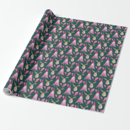 Papel De Regalo Navidades Enanos Y Renos Con Guantes Rosa