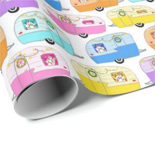Papel De Regalo Navidades encantadores Camper Trailer Vintage Navi