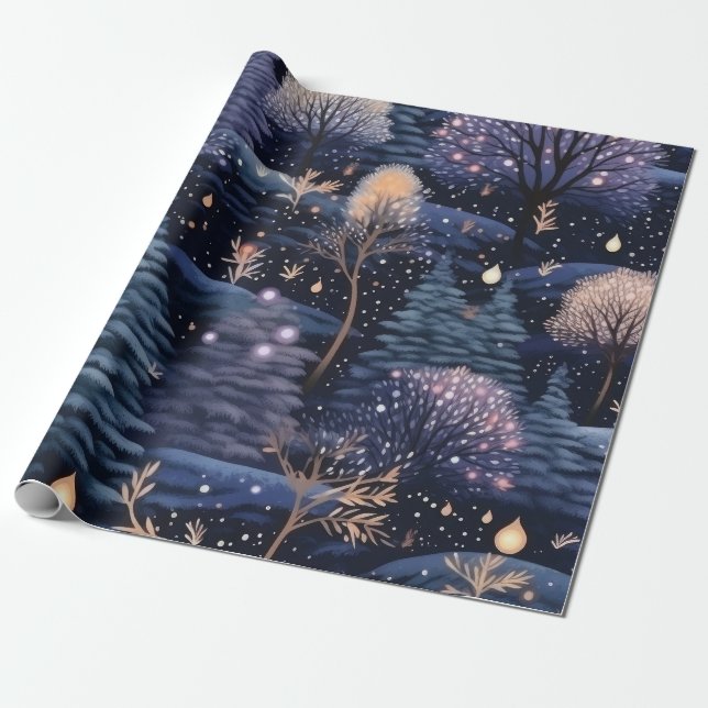 Papel De Regalo Navidades encantados de los bosques de invierno (Desenrollado)