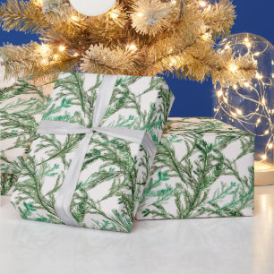 Papel De Regalo Navidades Envoltura de fiesta de pino acuarela de