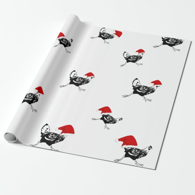 Papel De Regalo Navidades envolviendo papel-gallinas Santa (Desenrollado)
