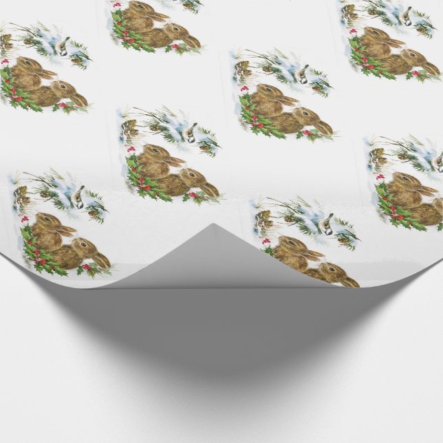 Papel De Regalo Navidades envueltos/conejillos y pájaros (Esquina)