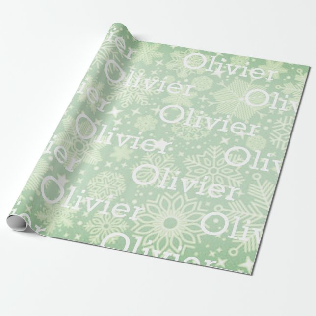 Papel De Regalo Navidades envueltos de regalo copos de nieve nombr (Desenrollado)