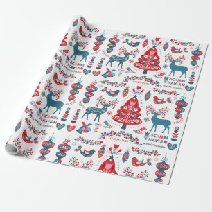 Papel De Regalo navidades escandinavos arte folclórico 