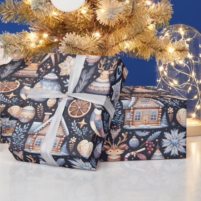 Papel De Regalo Navidades escandinavos arte popular (Vacaciones)