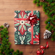 Navidades escandinavos de arte folclórico rojo y v