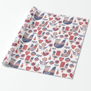 Papel De Regalo Navidades escandinavos de arte folclórico tradici