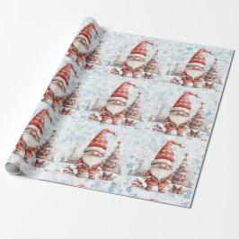 Papel De Regalo Navidades escandinavos Gnome Red Berries