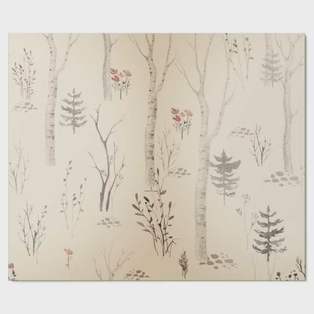 PAPEL DE REGALO NAVIDADES ESCÁNDINOS DE PATRÓN FORESTAL GIFT WRAP (Costura)
