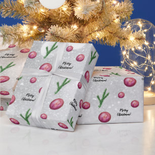 Papel De Regalo Navidades Escenas De Ramas Y Balas Acuarela