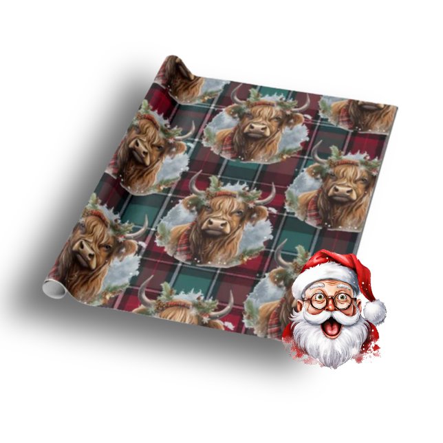 Papel De Regalo Navidades Escocia Tartán denim azul Highlander (Christmas cheer )