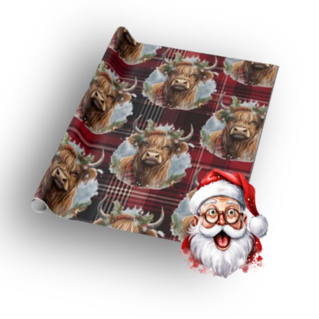 Papel De Regalo Navidades Escocia Tartán rojo oscuro Highlander Co (Merry Christmas)