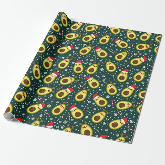 Papel De Regalo Navidades escuetos aguacate (Desenrollado)