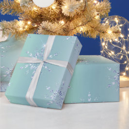 Papel De Regalo Navidades Esparkle de copo de nieve azul