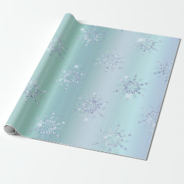 Papel De Regalo Navidades Esparkle de copo de nieve azul
