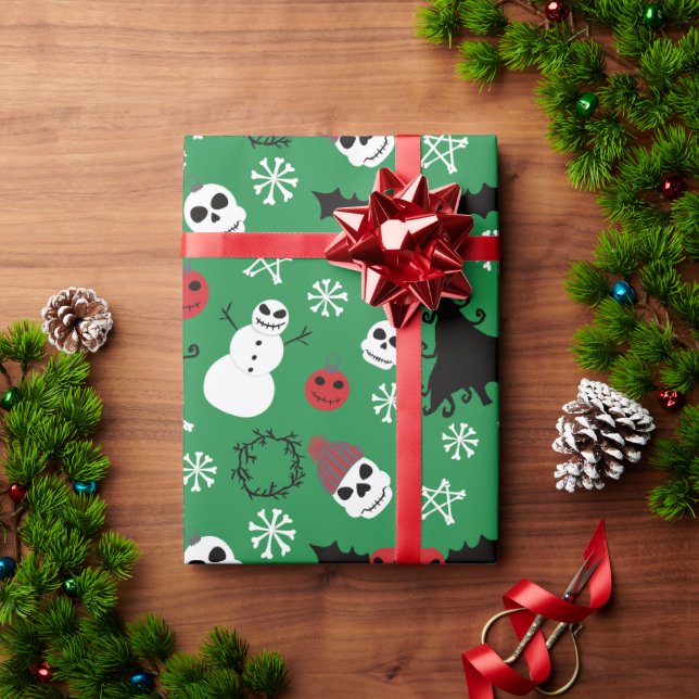 Papel De Regalo Navidades espeluznantes Gótico temerario feriado (Regalo de vacaciones)