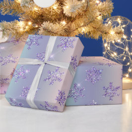 Papel De Regalo Navidades Espuma de copo de nieve rosa morado