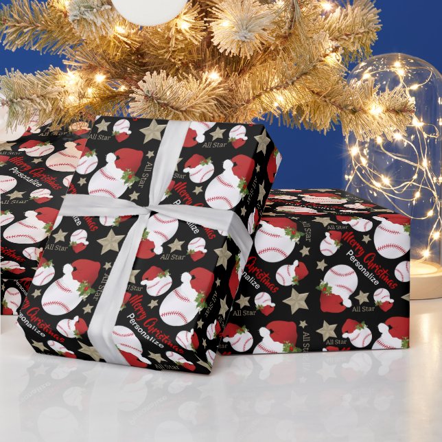 Papel De Regalo Navidades Estrella de Béisbol - Personaliza (Vacaciones)